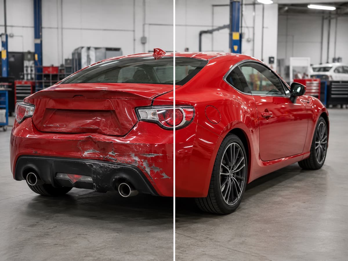 Rear Quarter & Panel - before and after repair
